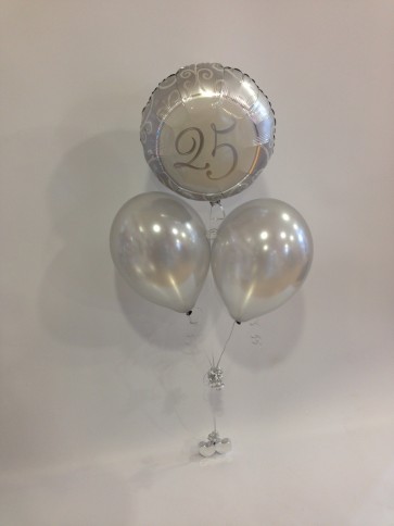 Silver Wedding Anniversary Balloon Bunch