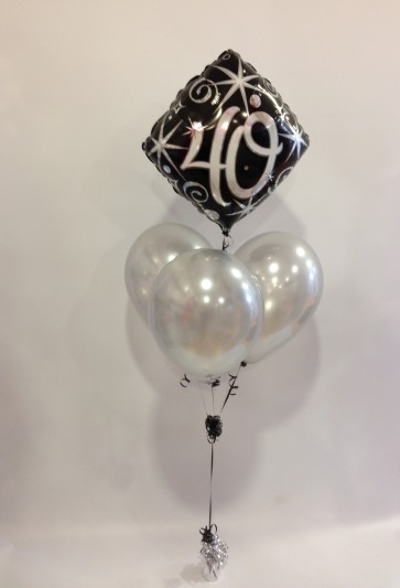 Age 40 Black and Silver Balloon Bundle