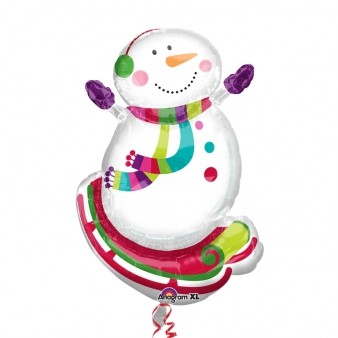 Smiley Snowman Supershape Foil Balloon