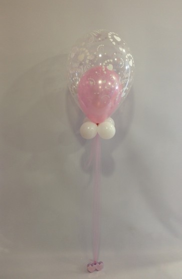Just Married Pink and White Double Bubble with Tulle