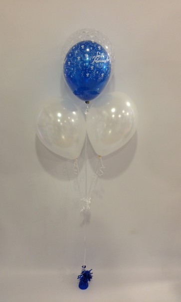 Saphire Blue Just Married Double Bubble Balloon Bouquet