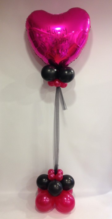 Age 40 Hot Pink & Black Large Heart Statement Piece 