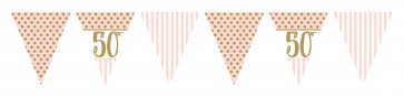 Age 50 Rose Gold and Pale Pink Bunting 