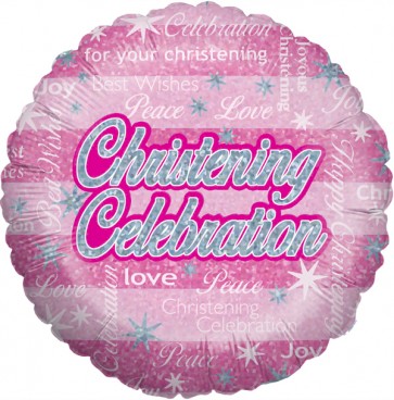 Pink Christening Celebration Foil Balloon
