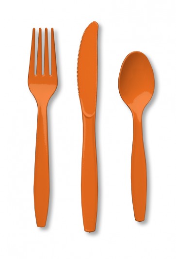 Orange Plastic Cutlery 