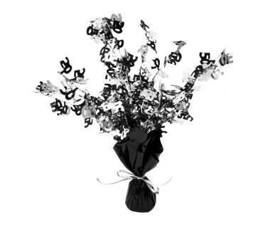 Age 50 Black and Silver Centerpiece  