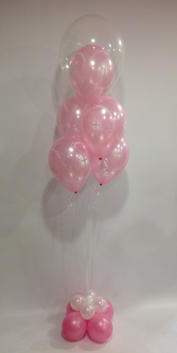 Pink Holy Communion Double Bubble Balloon Burst Statement Piece 