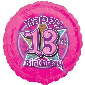 Age 13 Pink Flowers Foil Balloon