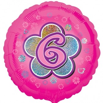 Age 6 Pink Flowers Foil Balloon