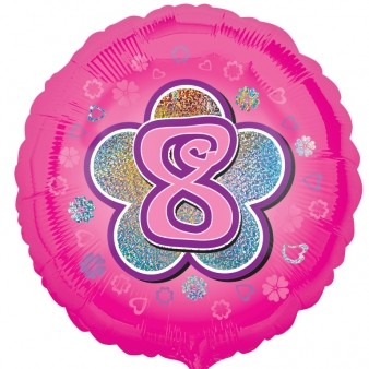 Age 8 Pink Flowers Foil Balloon