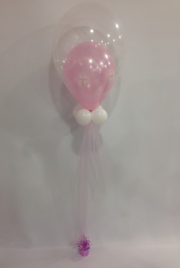 Pink First Holy Communion Double Bubble Balloon
