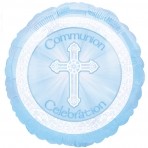 Radiant Cross Blue Communion Foil Balloon 