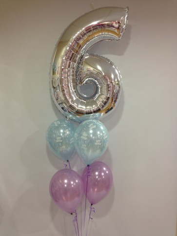Silver 6 and 4 latex balloon bouquet