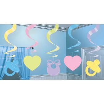 Baby Shower Hanging Swirl Decorations  