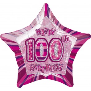 Age 100 Pink Glitz Foil Balloon