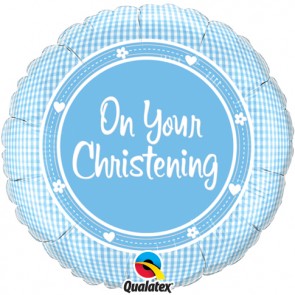 On your Christening Blue Foil Balloon 