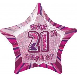 Age 21 Pink Glitz Foil Balloon