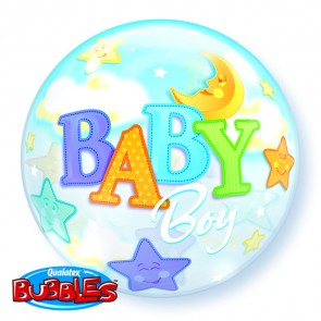 Baby Boy Moon & Stars Bubble Balloon 