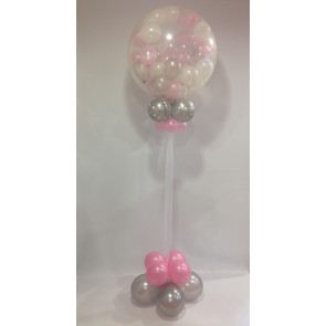 25th Anniversary Silver and Pale Pink Gumball Balloon 