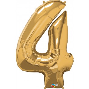 Number 4 Gold Super Shape Foil Balloon