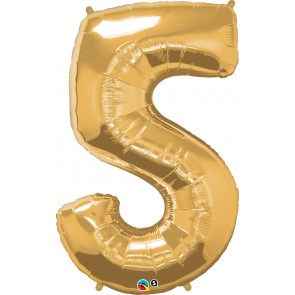 Number 5 Gold Super Shape Foil Balloon
