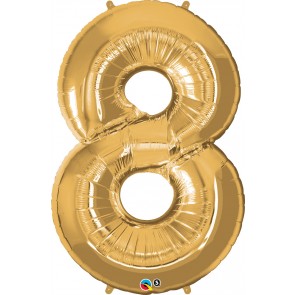 Number 8 Gold Super Shape Foil Balloon