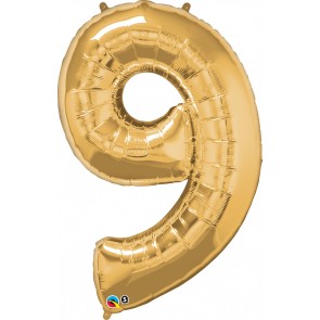 Number 9 Gold Super Shape Foil Balloon
