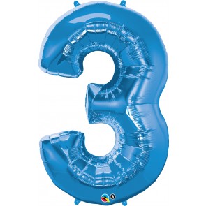Number 3 Blue Super Shape Foil Balloon