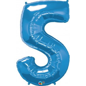 Number 5 Blue Super Shape Foil Balloon