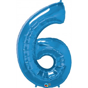 Number 6 Blue Super Shape Foil Balloon