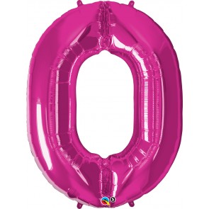 Number 0 Hot Pink Super Shape Foil Balloon 