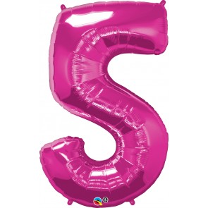 Number 5 Hot Pink Super Shape Foil Balloon