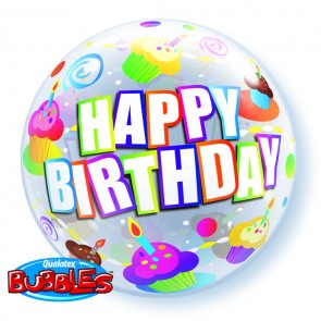 Birthday Colourful Cupcakes Bubble Balloon