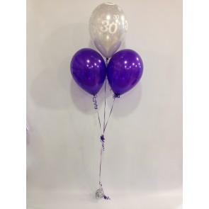 Age 30 Silver and Purple 3 Latex Pyramid Bouquet