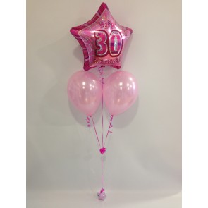 Age 30 Pink Glitz Balloon Bunch