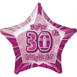 Age 30 Pink Glitz Foil Balloon