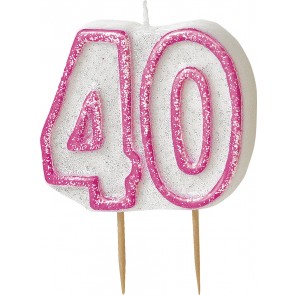 Age 40 Pink Glitz Candle