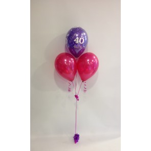 Age 40 Purple and Hot Pink 3 Latex Pyramid Bouquet 