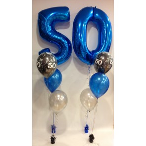 AGE 50 SAPPHIRE BLUE & BLACK CLASSIC BALLOON PACKAGE  