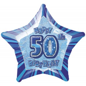 Age 50 Blue Glitz Foil Balloon