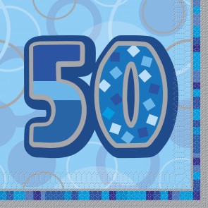 Confetti Strings Napkins Blue Glitz 50th Birthday Party Supplies Decorations