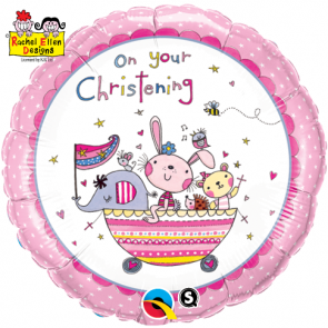 On your Christening Pink Rachel Ellen Foil Balloon