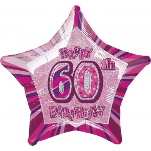 Age 60 Pink Glitz Foil Balloon