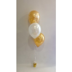 Age 80 Gold and White 3 Latex Staggered Balloon Bouquet 