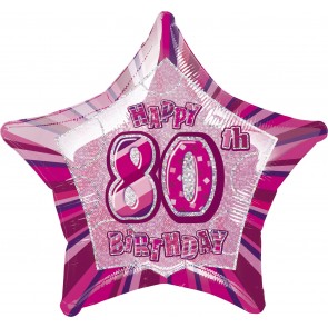 Age 80 Pink Glitz Foil Balloon