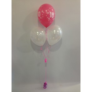 Age 10 Rose Pink and White 3 Latex Pyramid Bouquet 