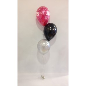 Age 18 Hot Pink, Black and Silver 3 Latex Staggered Bouquet