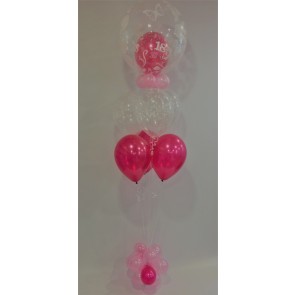 Age 18 Hot Pink Bubble and 6 Latex Bouquet 