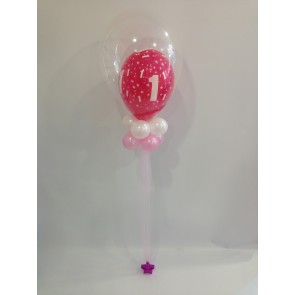 Pink First Birthday Double Bubble with Tulle 