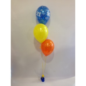 Age 21 Sapphire Blue, Yellow and Orange 3 Latex Staggered Bouquet